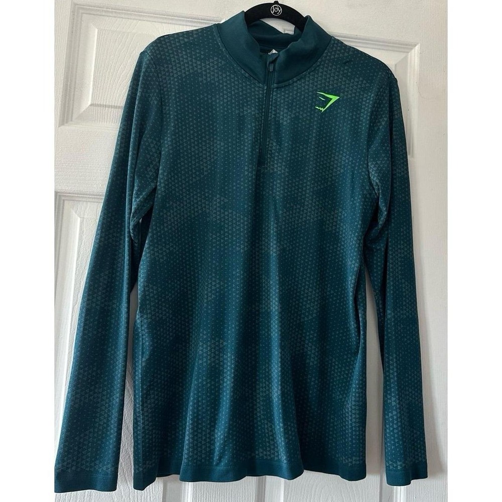 Gymshark Apex 1/4 Zip Pullover Mens Medium
Green Geometric Long Sleeve NWOT